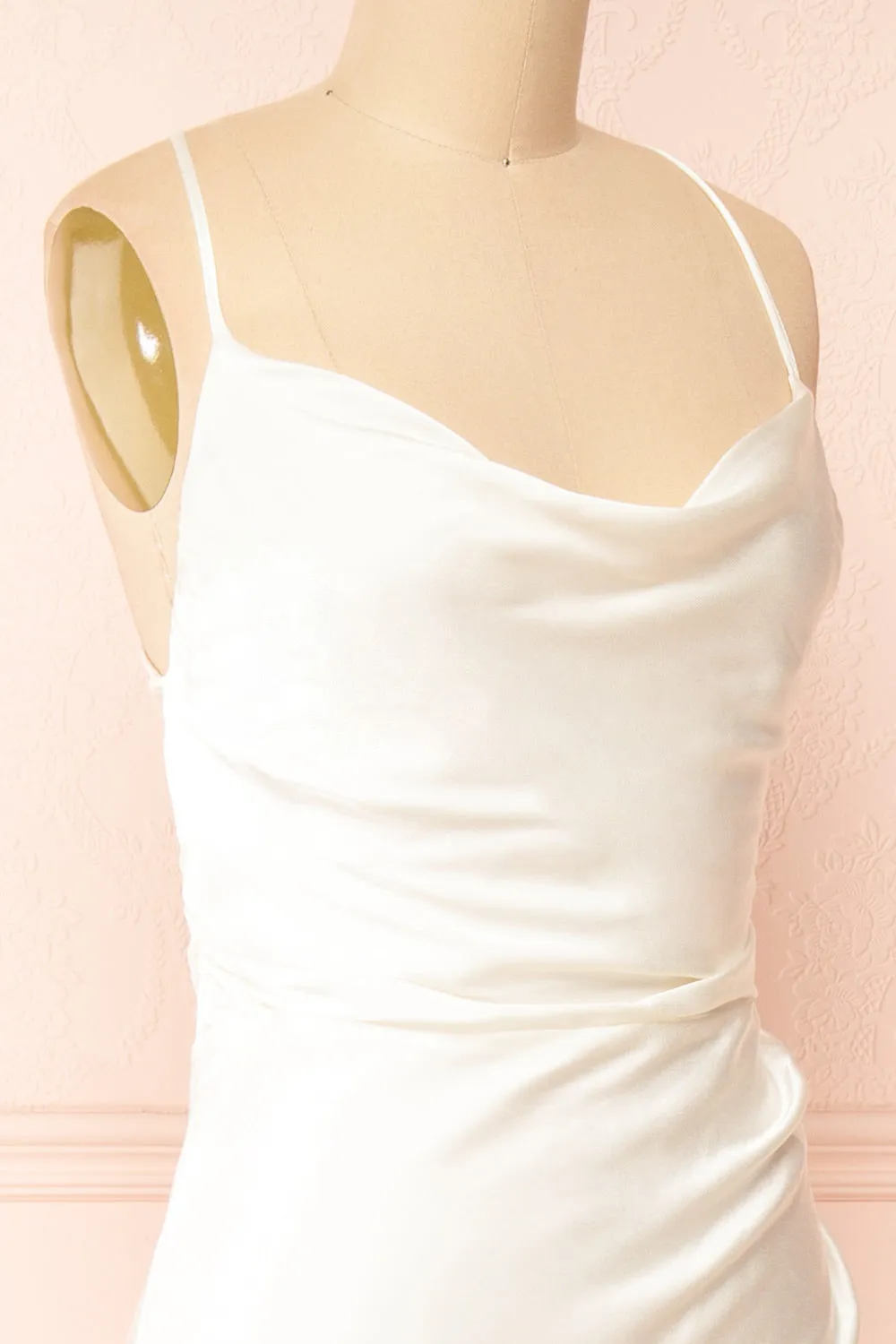 Vannavari | Ivory Cowl Neck Satin Maxi Dress