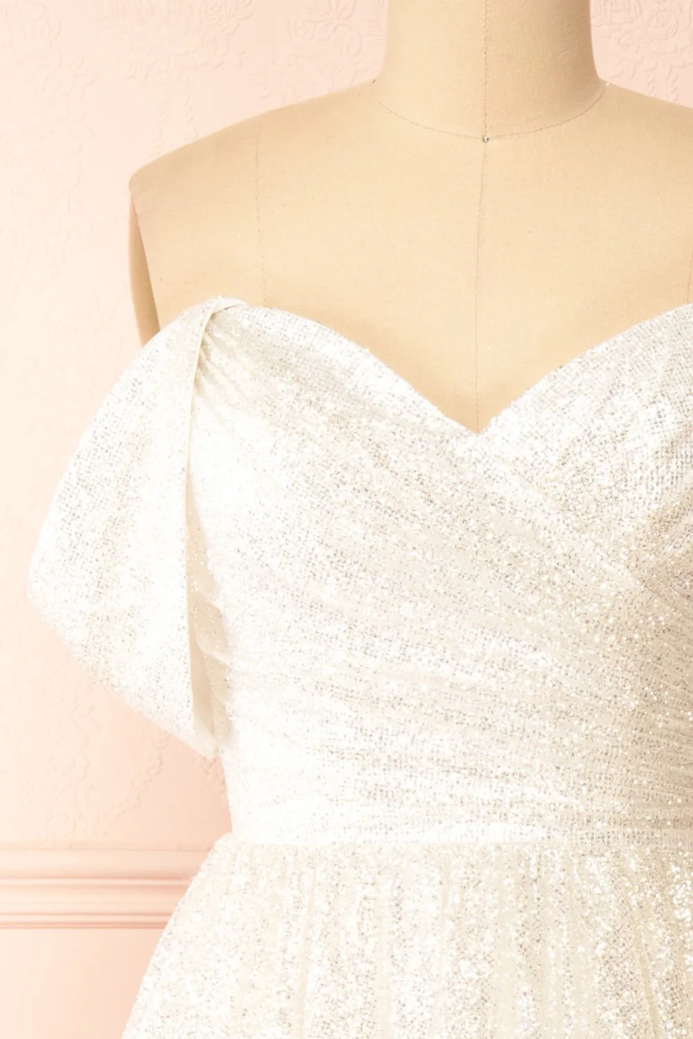 Vestra Ivory | Glittery A-Line Midi Dress